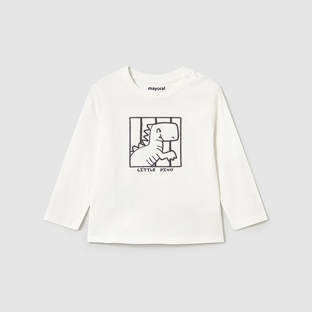 Mayoral Yazlık Erkek Bebek Uzun Kol T-shirt Beyaz