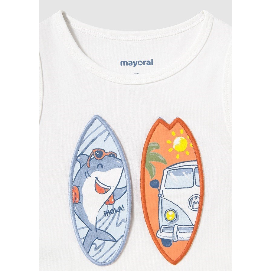 Mayoral Yazlık Erkek Bebek Kolsuz T-shirt Beyaz