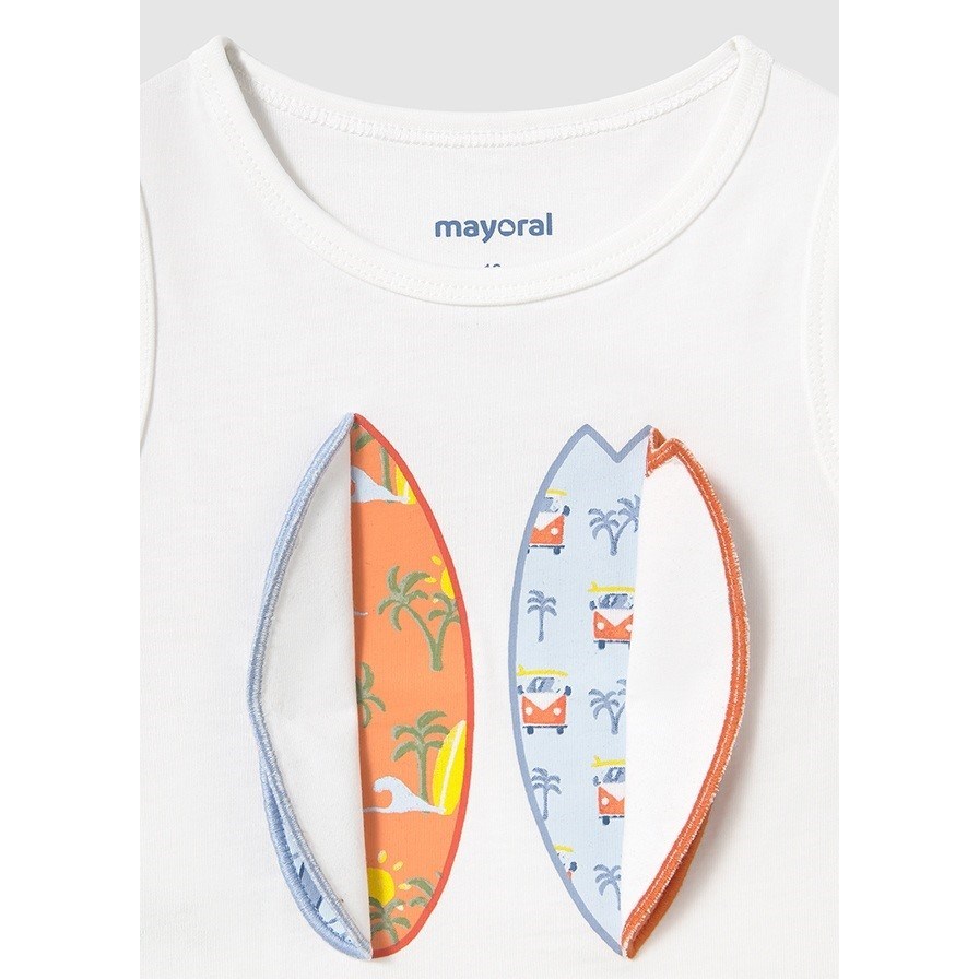 Mayoral Yazlık Erkek Bebek Kolsuz T-shirt Beyaz