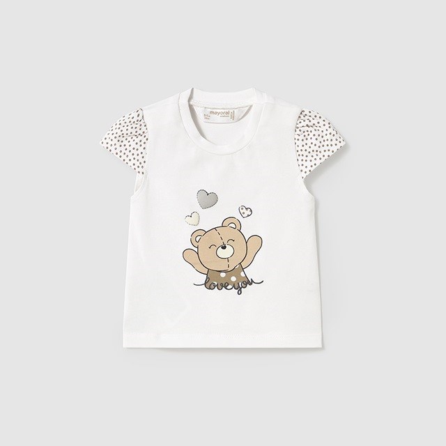 Mayoral Yazlık Kız Bebek Kısa Kol T-shirt Beyaz