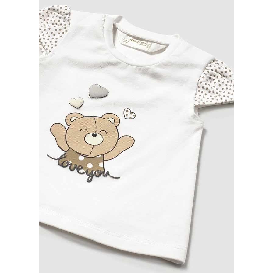 Mayoral Yazlık Kız Bebek Kısa Kol T-shirt Beyaz