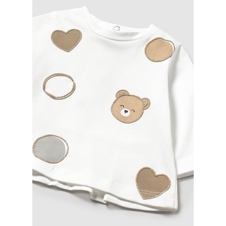 Mayoral Yazlık Kız Bebek Uzun Kol T-shirt Beyaz