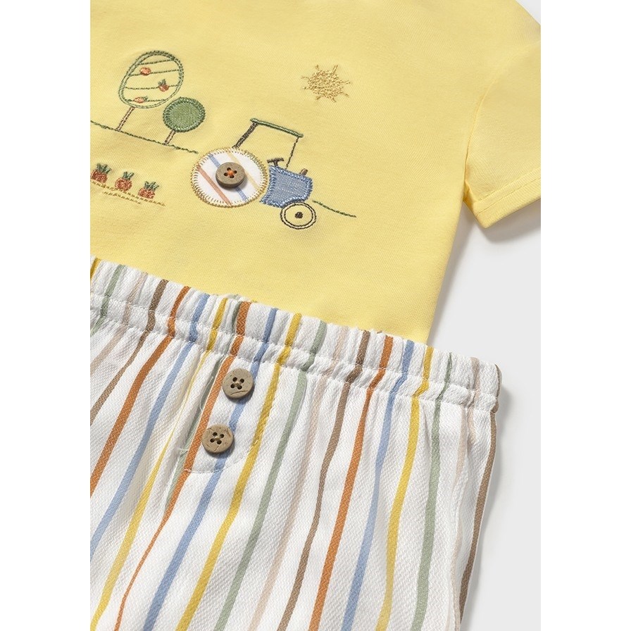 Mayoral Yazlık Erkek Bebek Kısa Kol T-shirt Şort 2'li Set Sarı