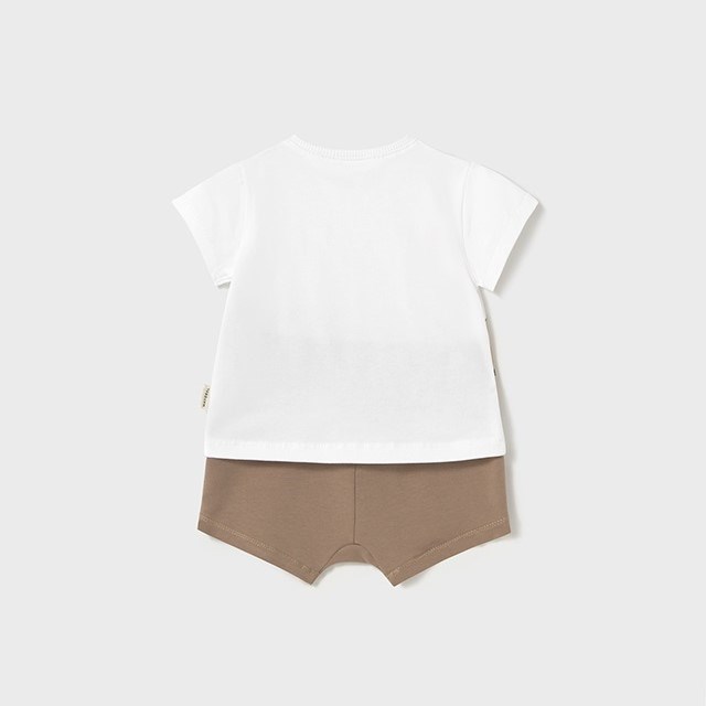 Mayoral Yazlık Erkek Bebek Kısa Kol T-shirt Şort 2'li Set Beyaz