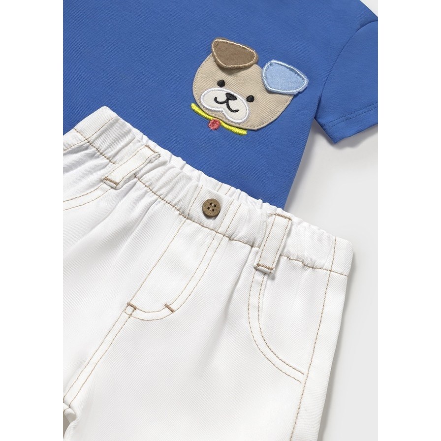 Mayoral Yazlık Erkek Bebek Kısa Kol T-shirt Şort 2'li Set Mavi