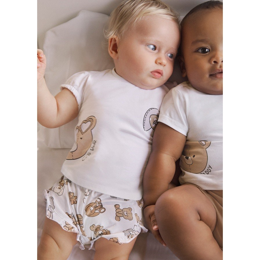 Mayoral Yazlık Kız Bebek Bluz Şort 2'li Set Beyaz