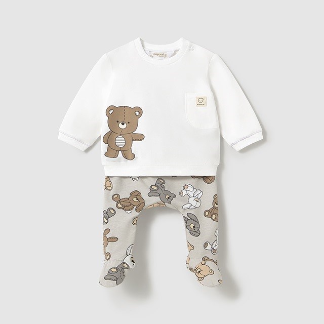 Mayoral Yazlık Erkek Bebek Bluz Patikli Pantolon Set Beyaz