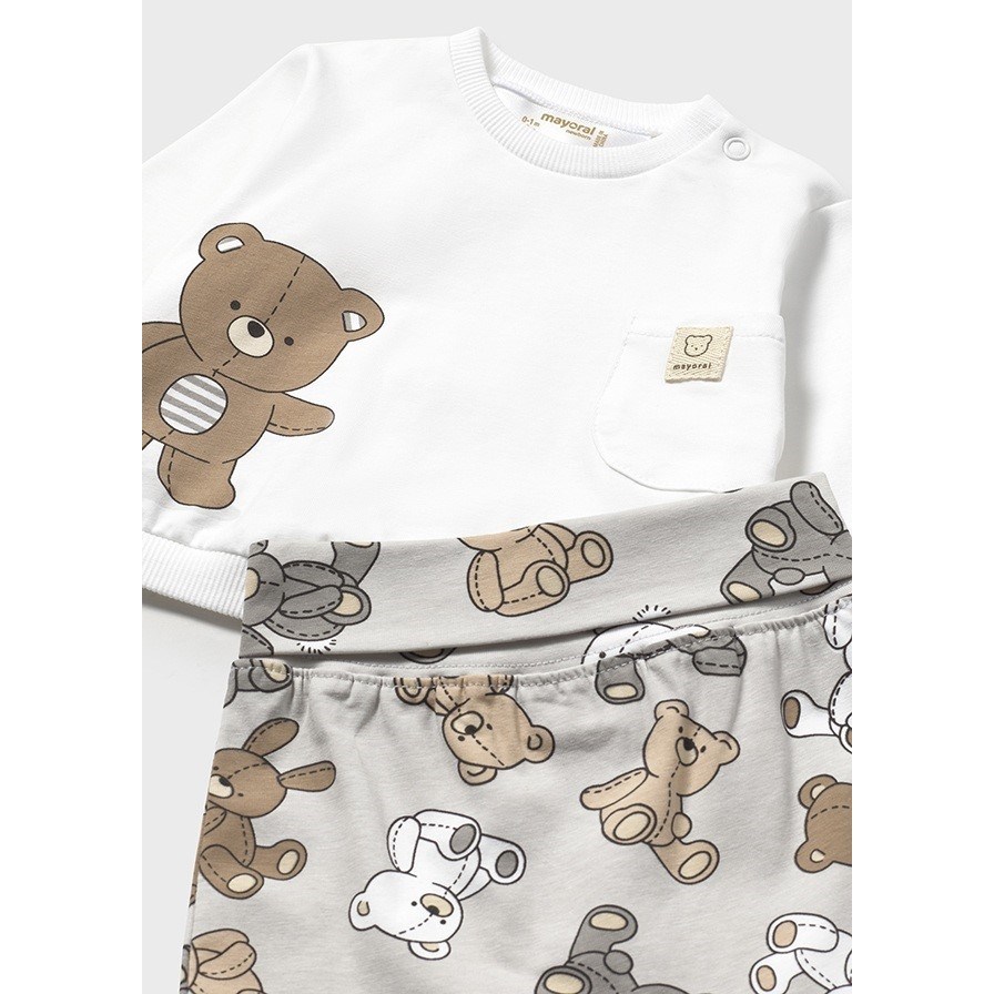 Mayoral Yazlık Erkek Bebek Bluz Patikli Pantolon Set Beyaz