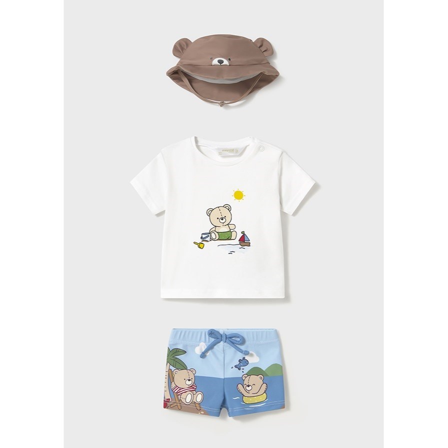 Mayoral Yazlık Erkek Bebek T-shirt Mayo 3'lü Set Beyaz