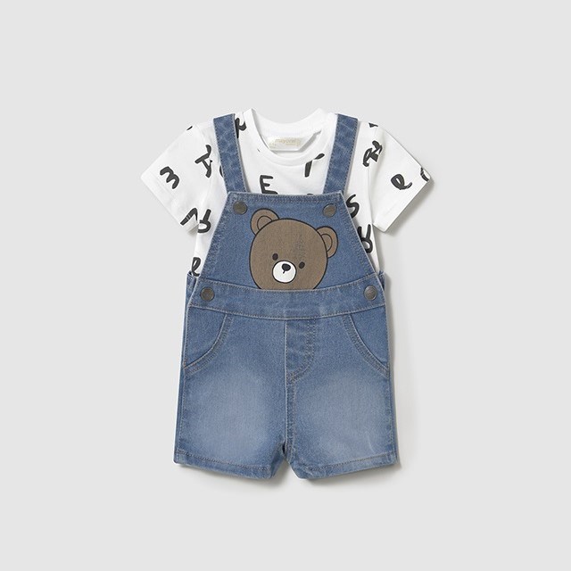 Mayoral Yazlık Erkek Bebek T-shirt Kısa Salopet Set Mavi