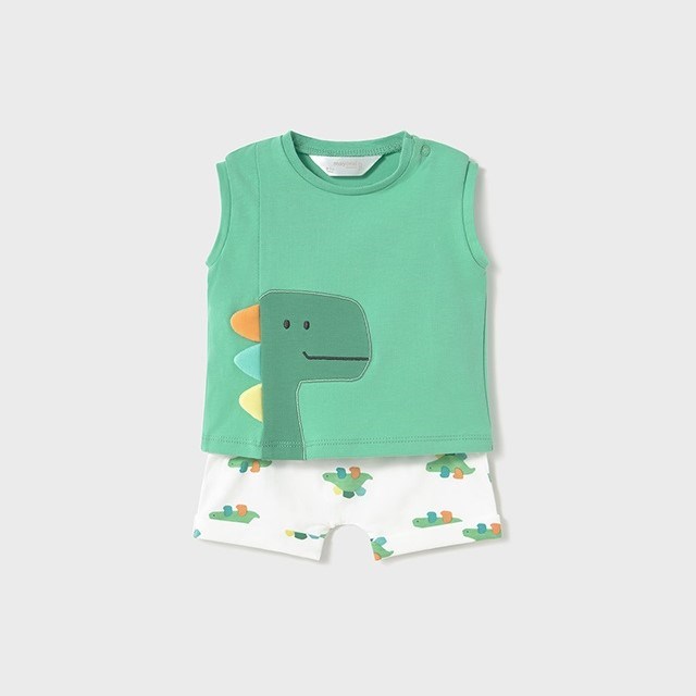 Mayoral Yazlık Erkek Bebek Kolsuz T-shirt Şort 4'lü Set Yeşil