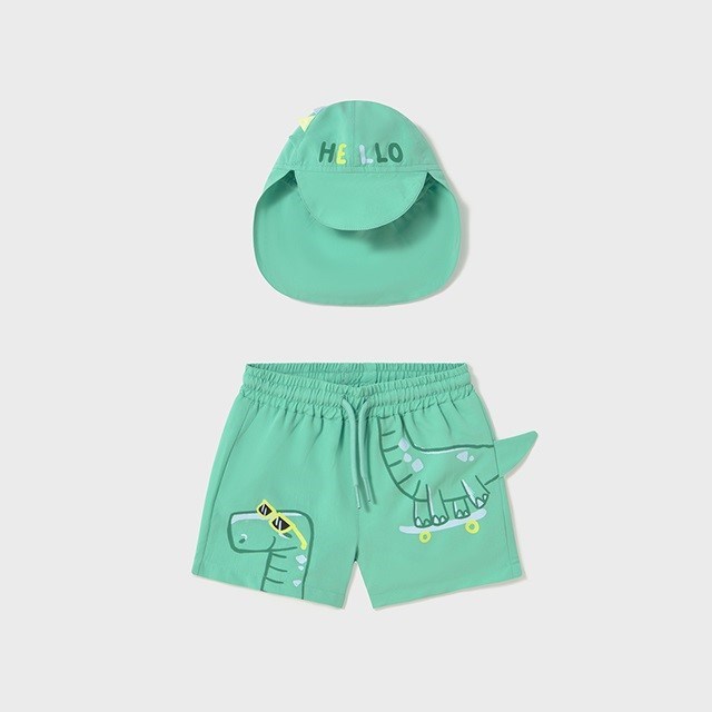 Mayoral Yazlık Erkek Bebek Şort Mayo Şapka Set Yeşil