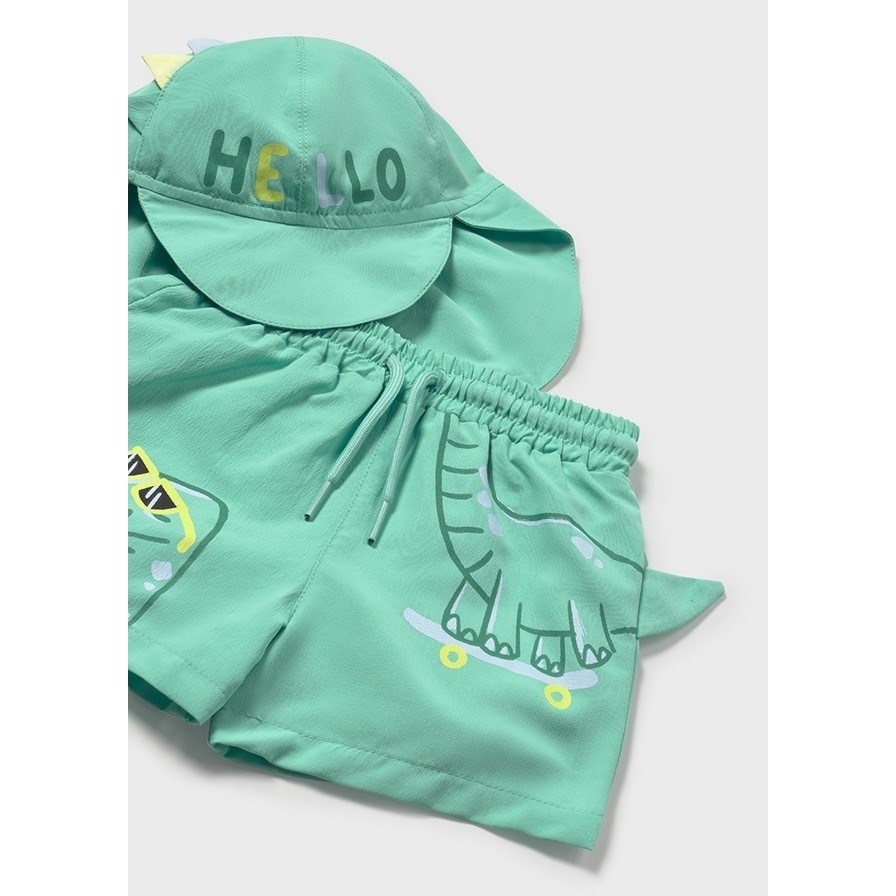 Mayoral Yazlık Erkek Bebek Şort Mayo Şapka Set Yeşil