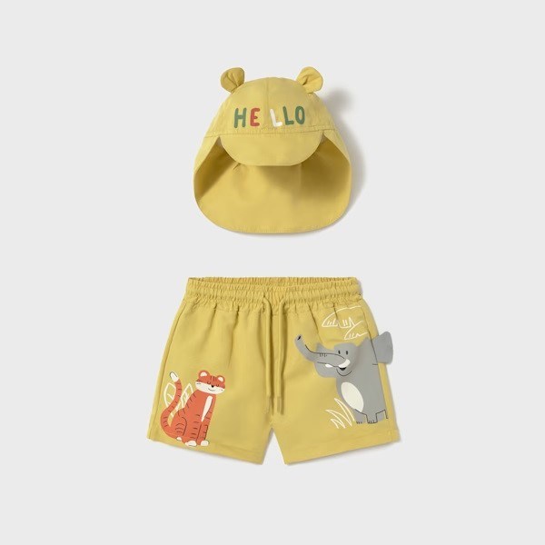 Mayoral Yazlık Erkek Bebek Şort Mayo Şapka Set Sarı