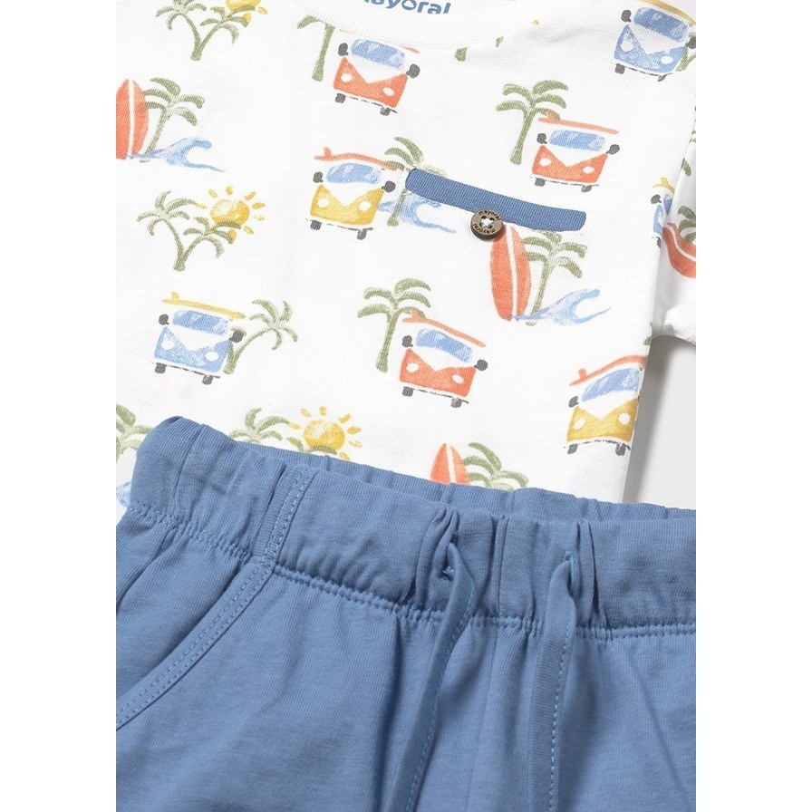Mayoral Yazlık Erkek Bebek T-shirt Şort 3'lü Set Turuncu