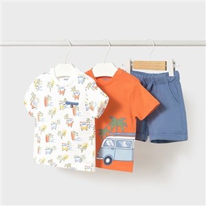 Mayoral Yazlık Erkek Bebek T-shirt Şort 3'lü Set