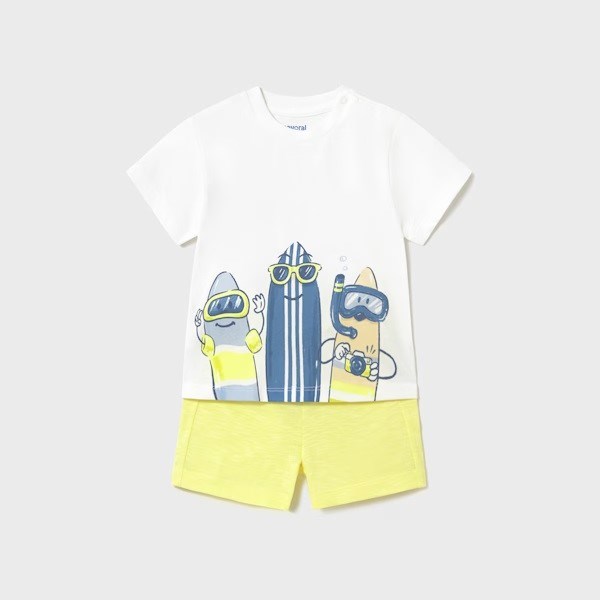 Mayoral Yazlık Erkek Bebek T-shirt Şort 2'li Set Sarı