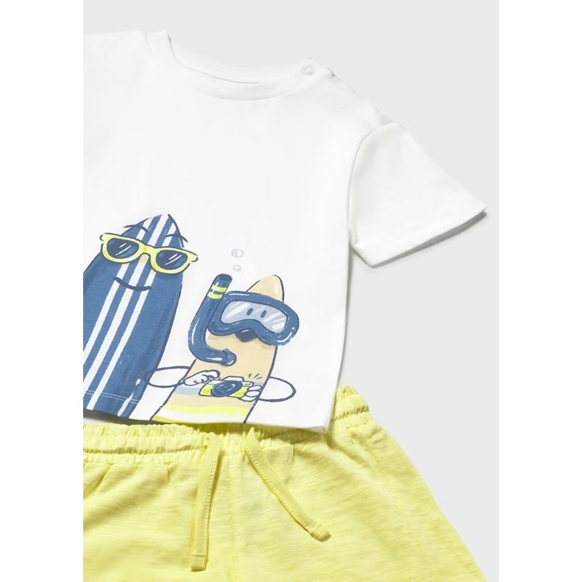 Mayoral Yazlık Erkek Bebek T-shirt Şort 2'li Set Sarı