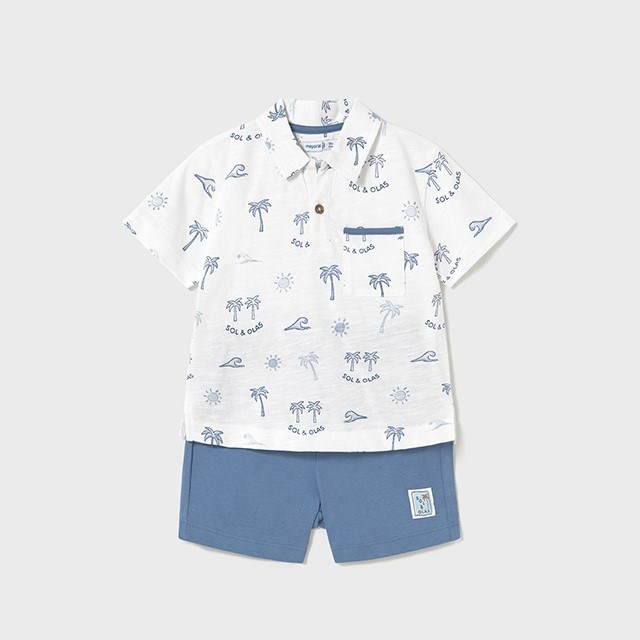 Mayoral Yazlık Erkek Bebek T-shirt Şort 2'li Set Mavi