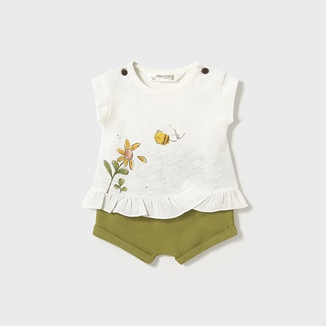 Mayoral Yazlık Kız Bebek Kısa T-shirt Şort 4'lü Set Yeşil