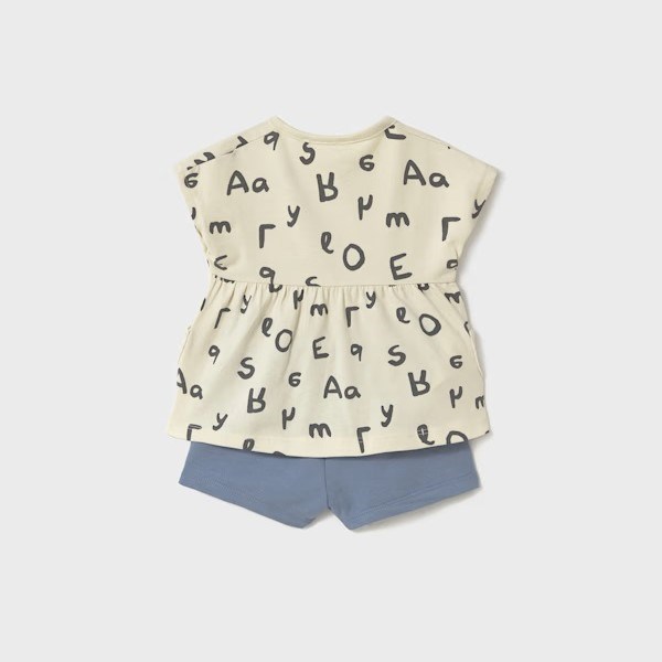 Mayoral Yazlık Kız Bebek Kısa T-shirt Şort 4'lü Set Krem