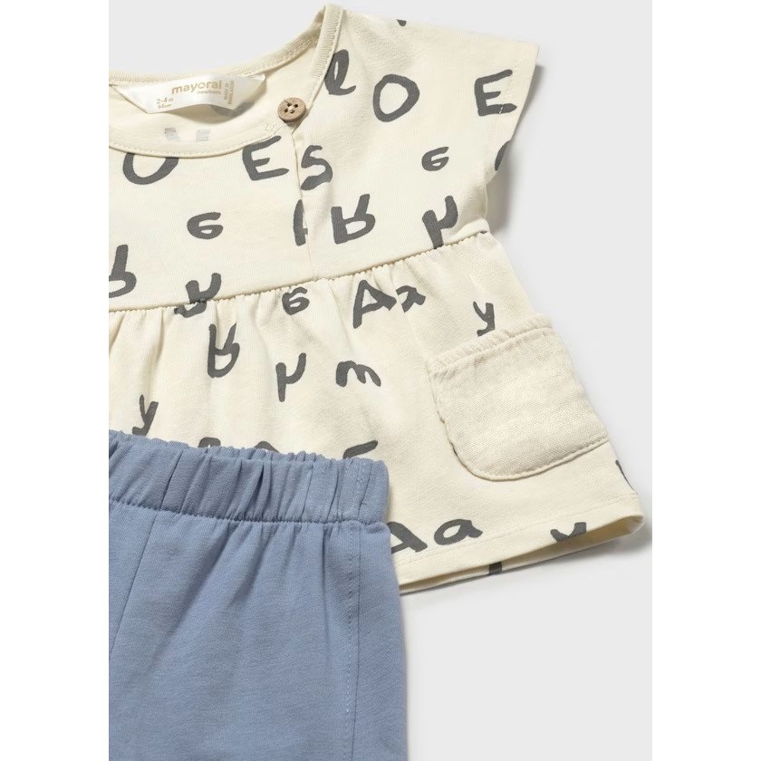 Mayoral Yazlık Kız Bebek Kısa T-shirt Şort 4'lü Set Krem