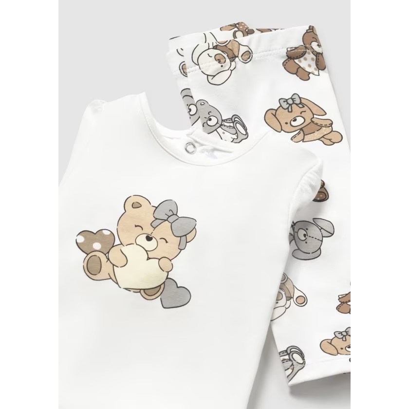 Mayoral Yazlık Kız Bebek Bluz Tayt Pantolon 4'lü Set Beyaz