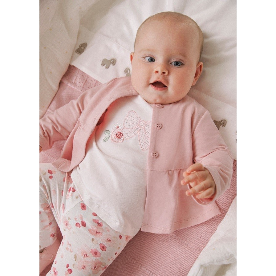 Mayoral Yazlık Kız Bebek Bluz Tayt Ceket 3'lü Set Pembe