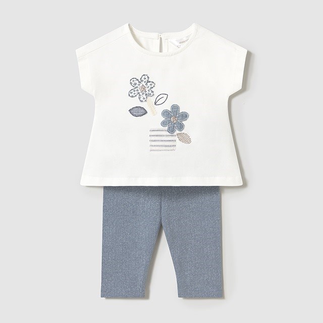 Mayoral Yazlık Kız Bebek Bluz Tayt Pantolon Set Mavi