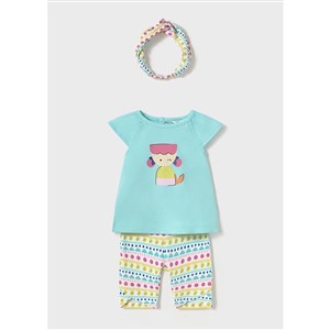 Mayoral Yazlık Kız Bebek Bluz Tayt Pantolon 3'lü Set