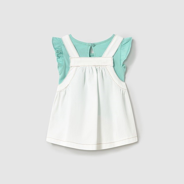 Mayoral Yazlık Kız Bebek Bluz Salopet Elbise Set Beyaz