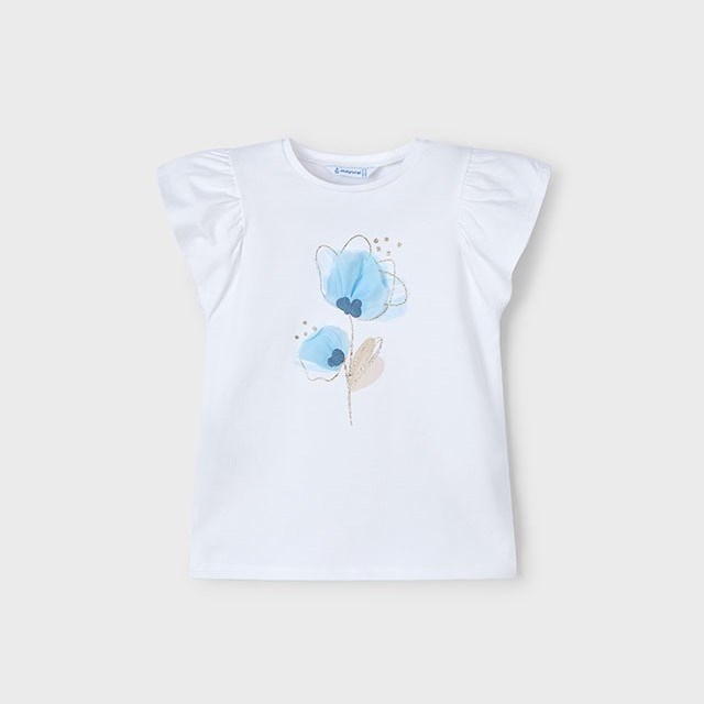 Mayoral Yazlık Kız Kısa Kol T-shirt Beyaz