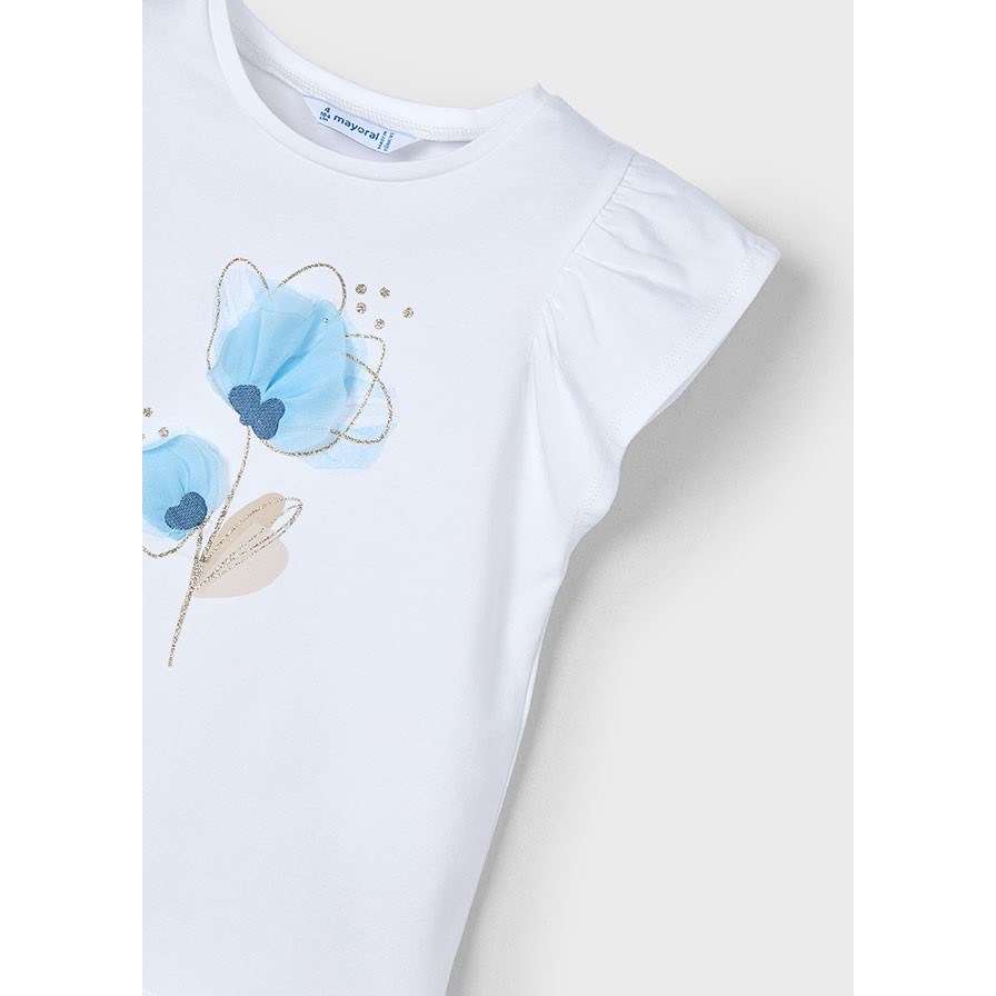Mayoral Yazlık Kız Kısa Kol T-shirt Beyaz