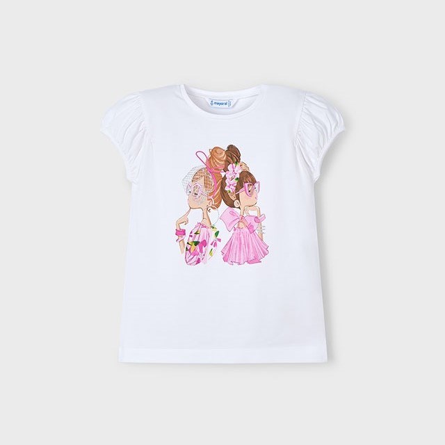 Mayoral Yazlık Kız Kısa Kol T-shirt Beyaz