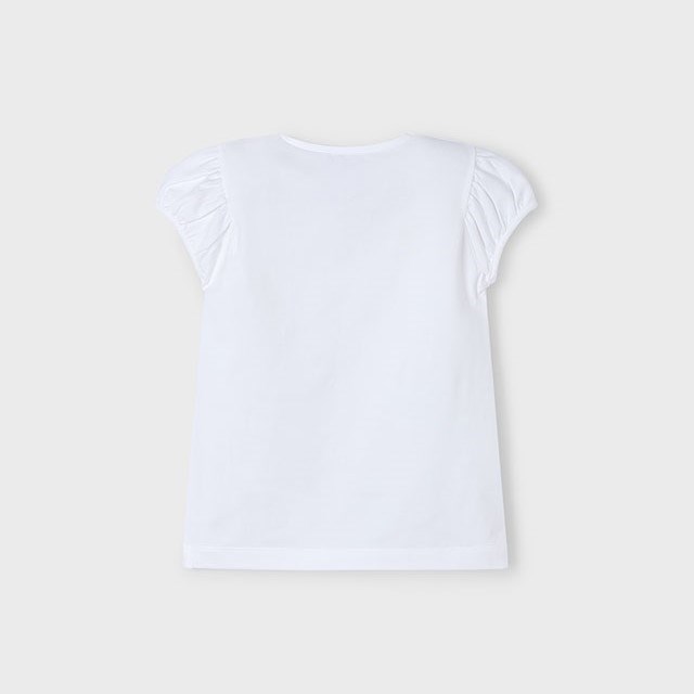 Mayoral Yazlık Kız Kısa Kol T-shirt Beyaz
