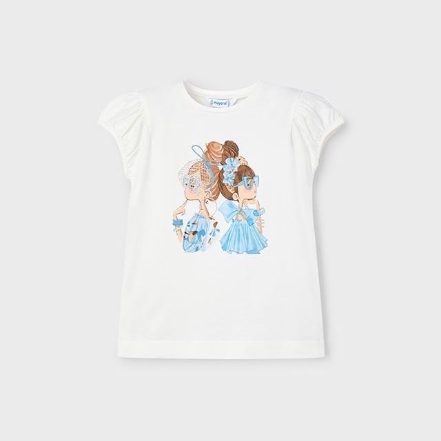 Mayoral Yazlık Kız Kısa Kol T-shirt Beyaz
