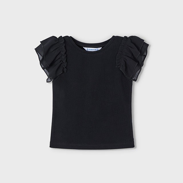 Mayoral Yazlık Kız Kısa Kol T-shirt Siyah