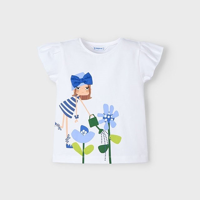 Mayoral Yazlık Kız Kısa Kol T-shirt Beyaz