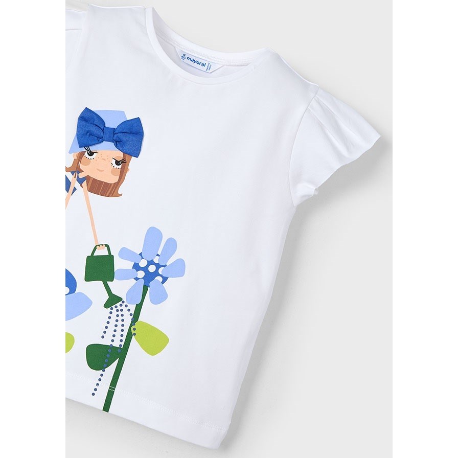 Mayoral Yazlık Kız Kısa Kol T-shirt Beyaz