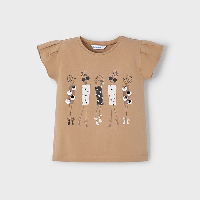 Mayoral Yazlık Kız Kısa Kol T-shirt Kahverengi 