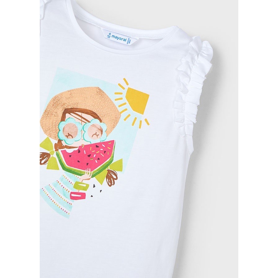 Mayoral Yazlık Kız Kısa Kol T-shirt Beyaz