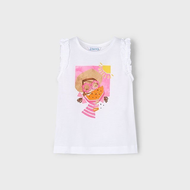 Mayoral Yazlık Kız Kısa Kol T-shirt Beyaz