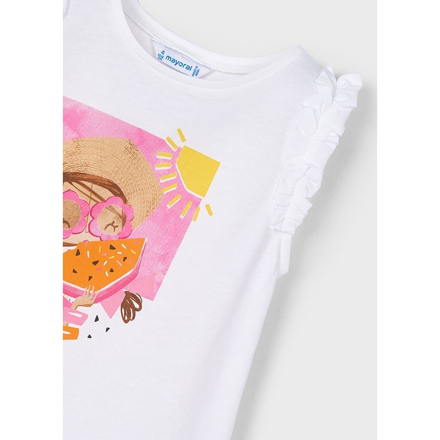 Mayoral Yazlık Kız Kısa Kol T-shirt Beyaz
