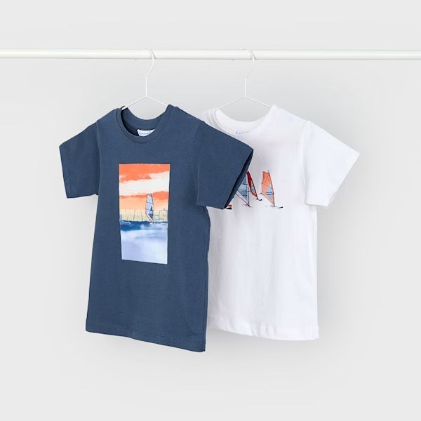 Mayoral Yazlık Erkek Kısa Kol T-shirt 2'li Set Beyaz