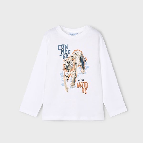 Mayoral Yazlık Erkek Uzun Kol T-shirt Beyaz