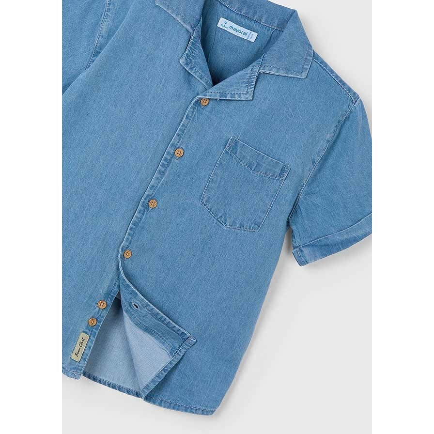 Mayoral Yazlık Erkek Kısa Kol Denim Gömlek Mavi