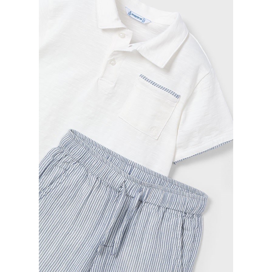Mayoral Yazlık Erkek Polo T-shirt Kumaş Bermuda Set Mavi