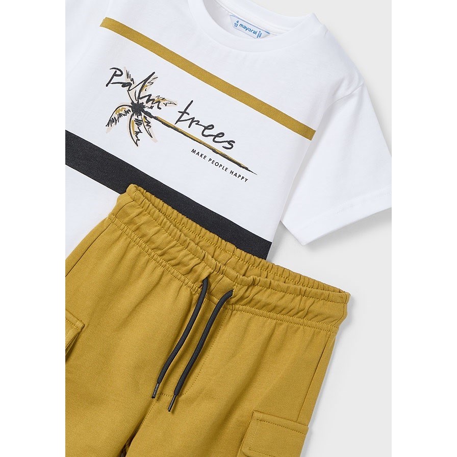 Mayoral Yazlık Erkek T-shirt Şort 2'li Set Beyaz