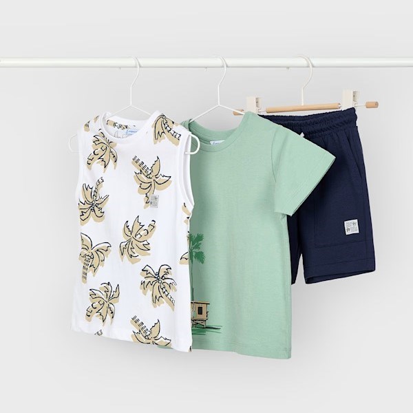 Mayoral Yazlık Erkek T-shirt Şort 3'lü Set Yeşil