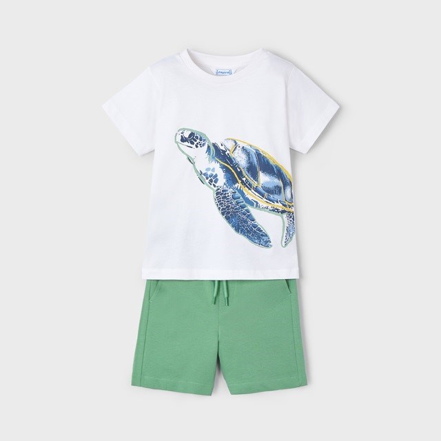 Mayoral Yazlık Erkek T-shirt Şort 2'li Set Beyaz